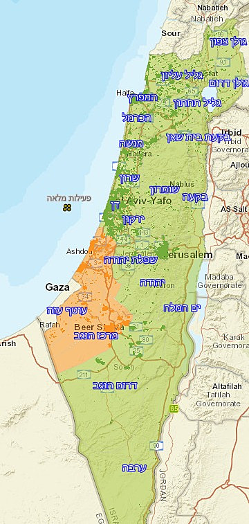 Карта израиля и палестины и сектора газа