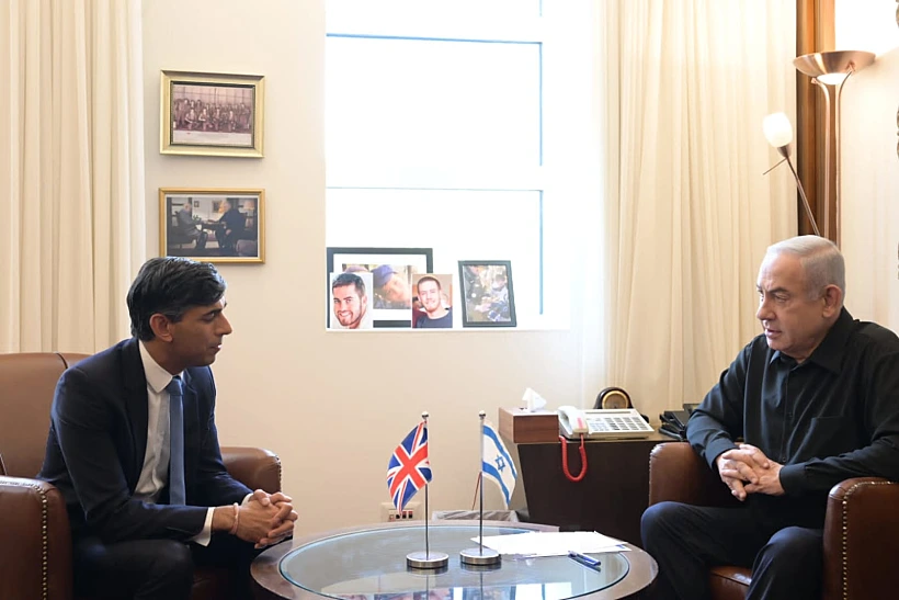 חרבות ברזל ראש הממשלה בנימין נתניהו נפגש עם ראש ממשלת בריטניה רישי סונאק, בלשכת רה"מ בירושלים