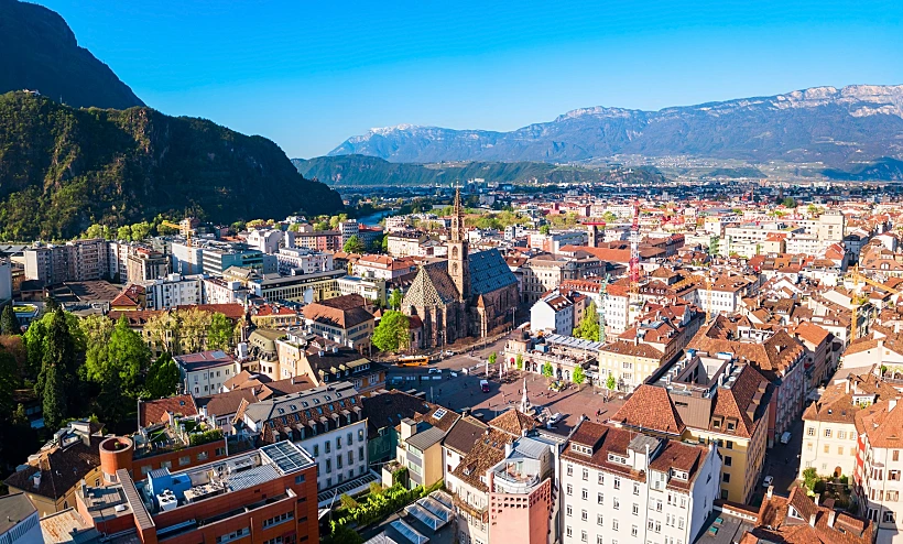Bolzano,aerial,panoramic,view.,bolzano,is,the,capital,city,of