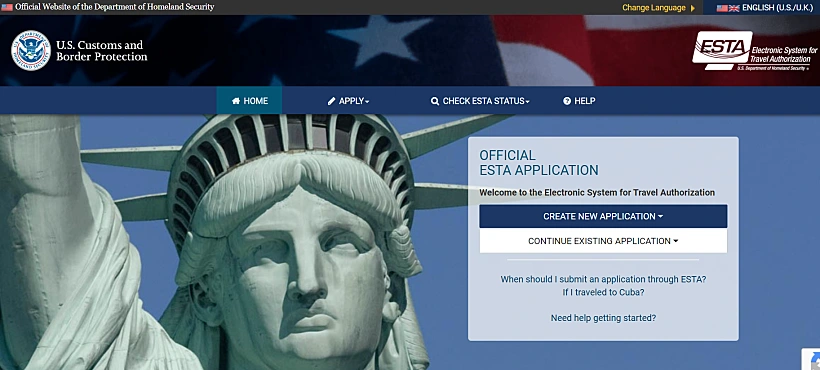 אתר הבקשה הרשמי להוצאת אשרת כניסה לארצות הברית - אסתא ESTA