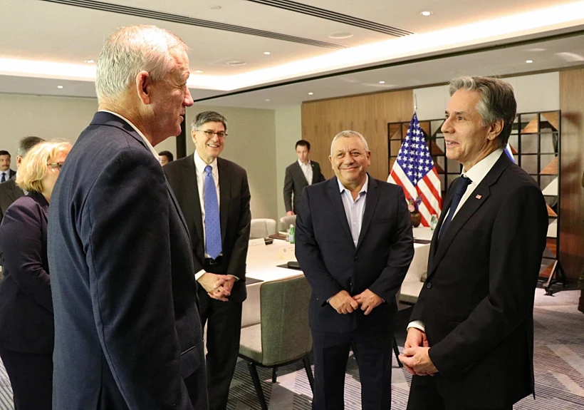 השר גנץ והשר איזנקוט בפגישה עם מזכיר המדינה האמריקני בלינקן