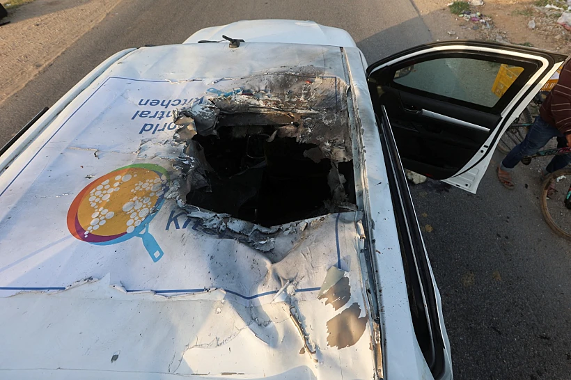 זירת תקיפת הרכב של ארגון הסיוע WCK במרכז הרצועה