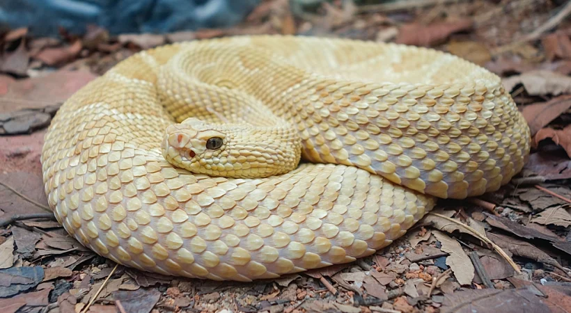 Bothrops,insularis,snake,,known,as,the,golden,lancehead.,close,up