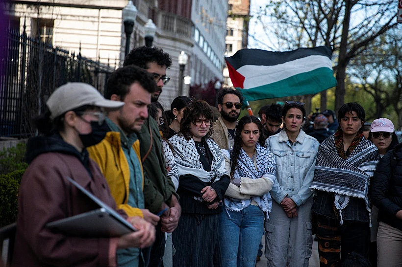 מפגינים פרו-פלסטינים באוניברסיטת קולומביה