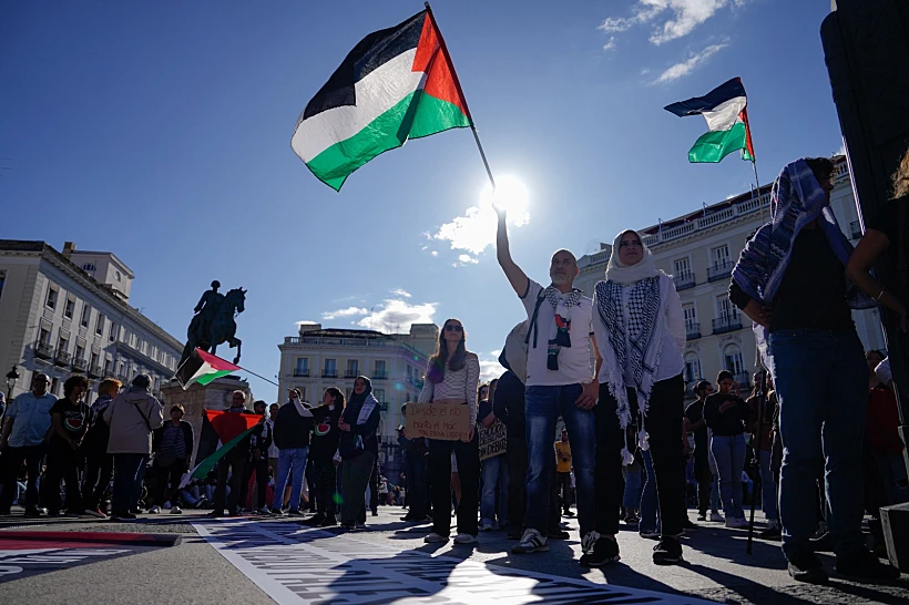 הפגנה פרו-פלסטינית במדריד ספרד מדינה פלסטינית הכרה
