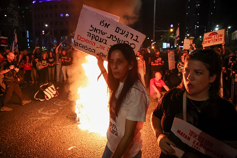 חטופים עינב צנגאוקר בהפגנות בת"א מתן עסקה