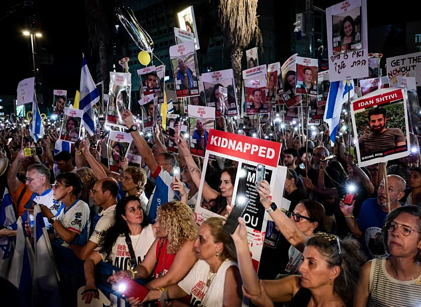 הפגנה למען החטופים ונגד הממשלה בתל אביב