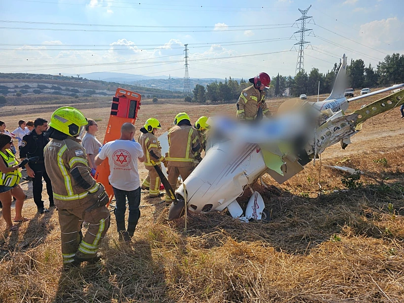 זירת התרסקות כלי הטיס באזור בנימינה