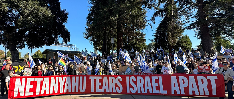 מפגינים בארה"ב מביעים הזדהות עם המחאה בישראל