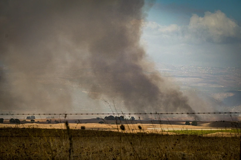 שריפה ברמת הגולן אחרי שיגורים מלבנון