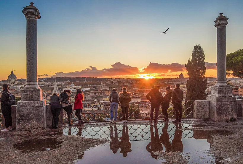 Rome,,italy, ,1,december,2017, ,the,sunset,from