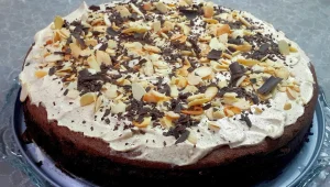 עוגת פאדג' שוקולד ושקדים