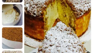 עוגת שמנת שמרים וניל קינמון בציפוי קרמבל לוטוס