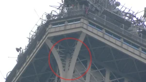ללא ציוד בטיחות: גבר טיפס על מגדל אייפל - והתבצר • צפו