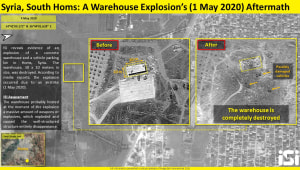 המחסן הושמד לחלוטין: תיעוד הנזק מתקיפה שיוחסה לישראל בסוריה