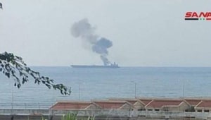 מכלית נפט עלתה באש סמוך לסוריה; דיווח: הותקפה על ידי מל"ט