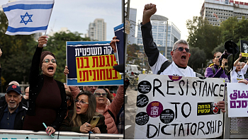 במקביל לעדות נתניהו: הפגנות סוערות מחוץ לבית המשפט