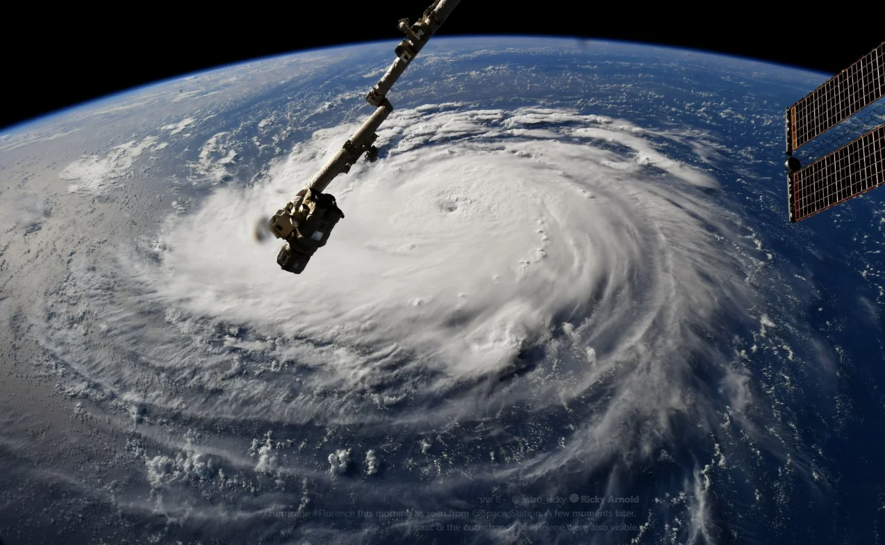 צילום של הוריקן פלורנס מתחנת החלל