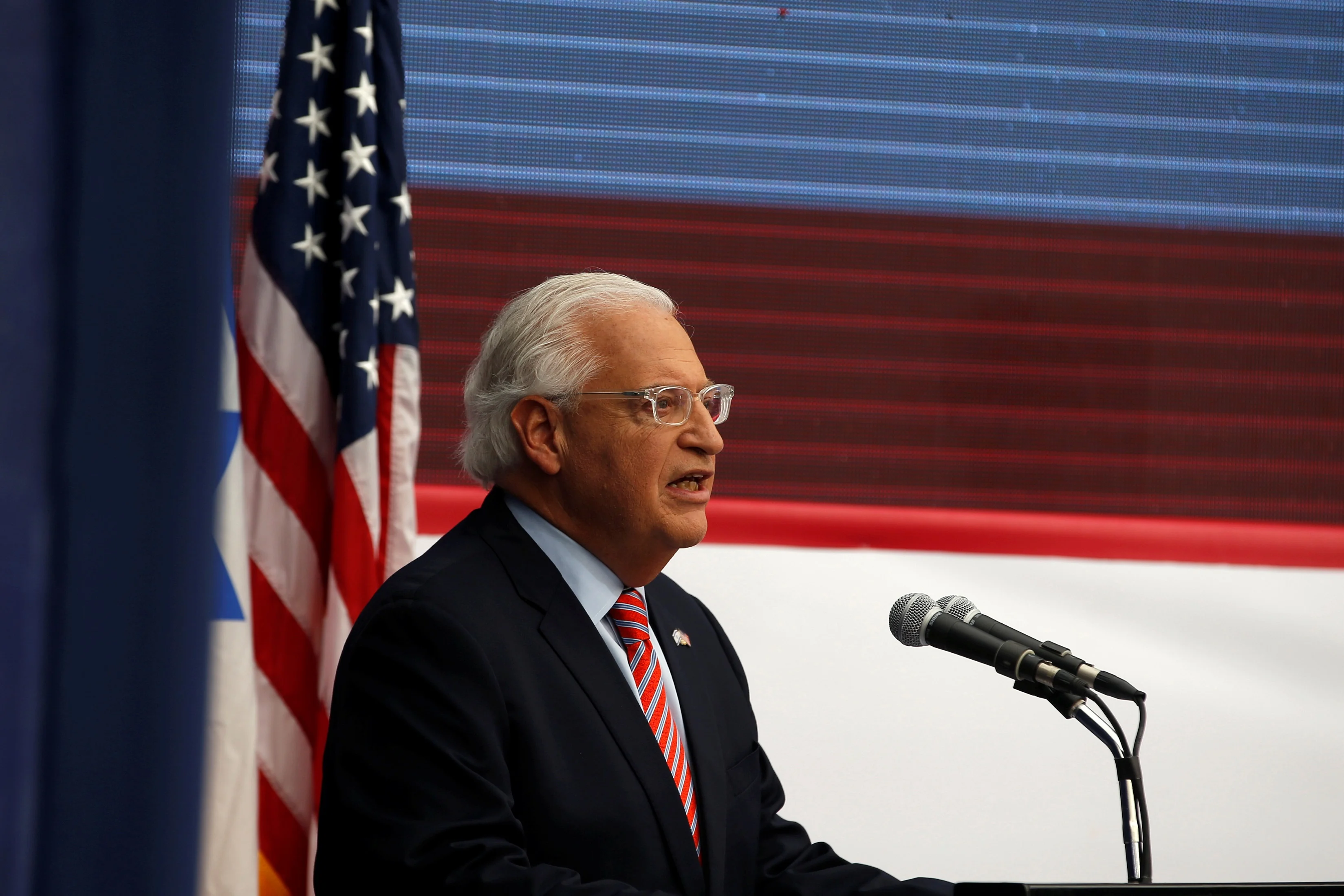 שגריר ארה''ב בישראל נואם בטקס פתיחת השגרירות בירושלים