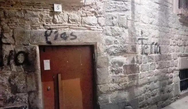 כתובות אנטישמיות על בית הכנסת העתיק בברצלונה
