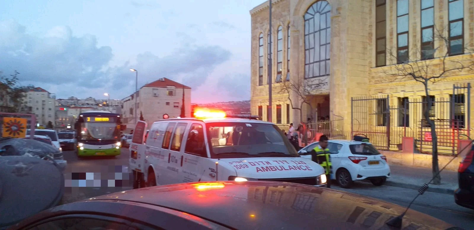 זירת התאונה קטלנית בעיר ביתר עילית בה ילד בן 4 נדרס למוות