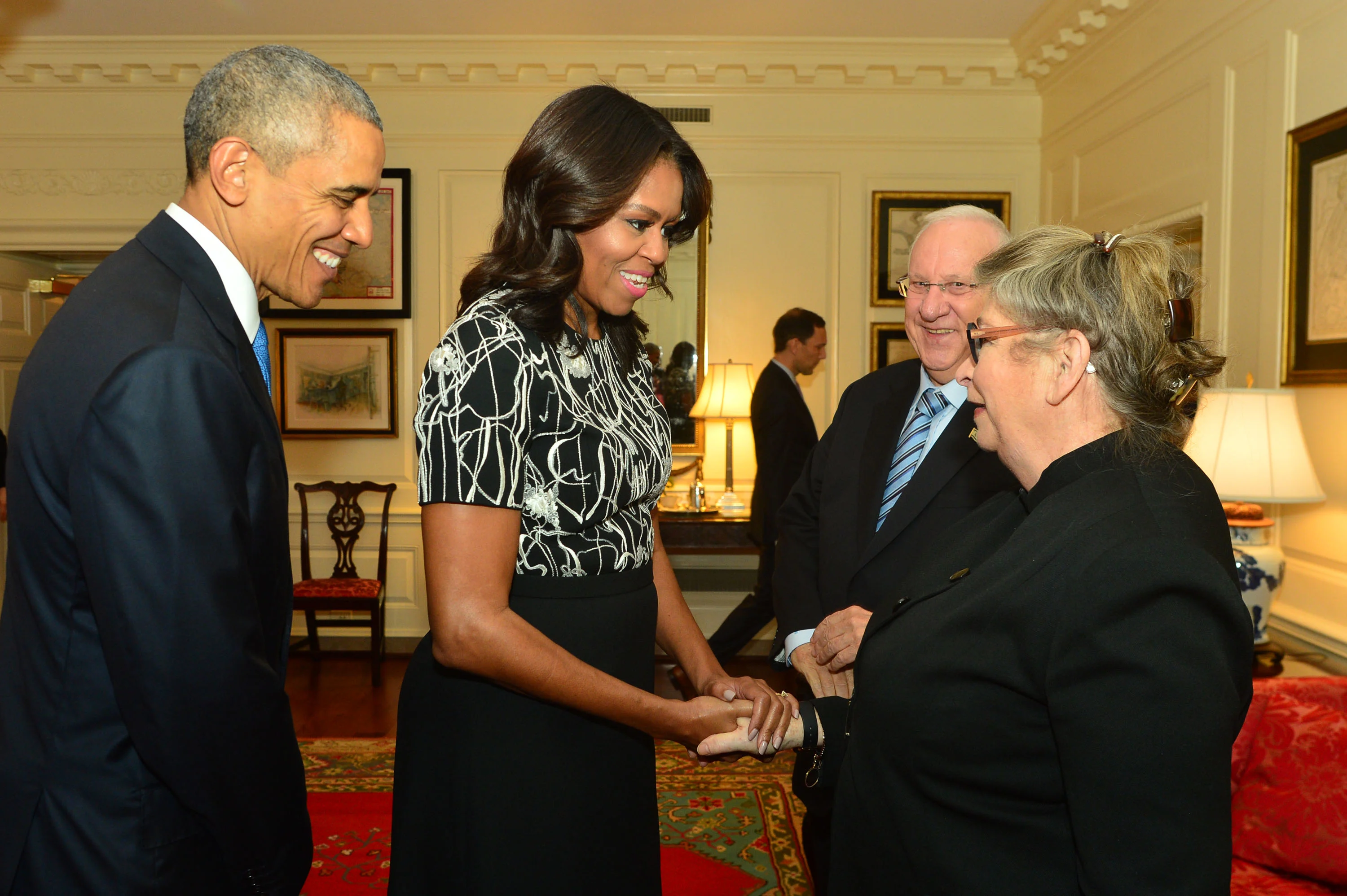 נחמה ריבלין עם נשיא ארה''ב לשעבר אובאמה ורעייתו