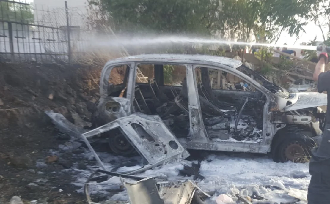 הרכב השרוף בו נלכדה ונהרגה ילדה בת 4 סמוך לכפר גי׳ב צפונית לירושלים