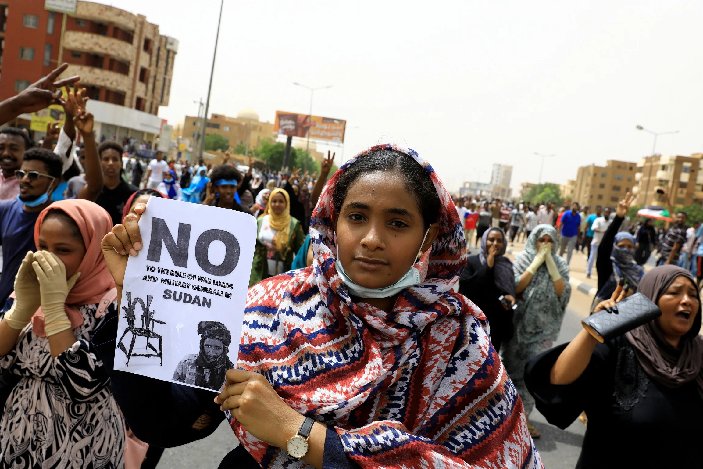 מפגינות נגד השלטון הצבאי בסודאן