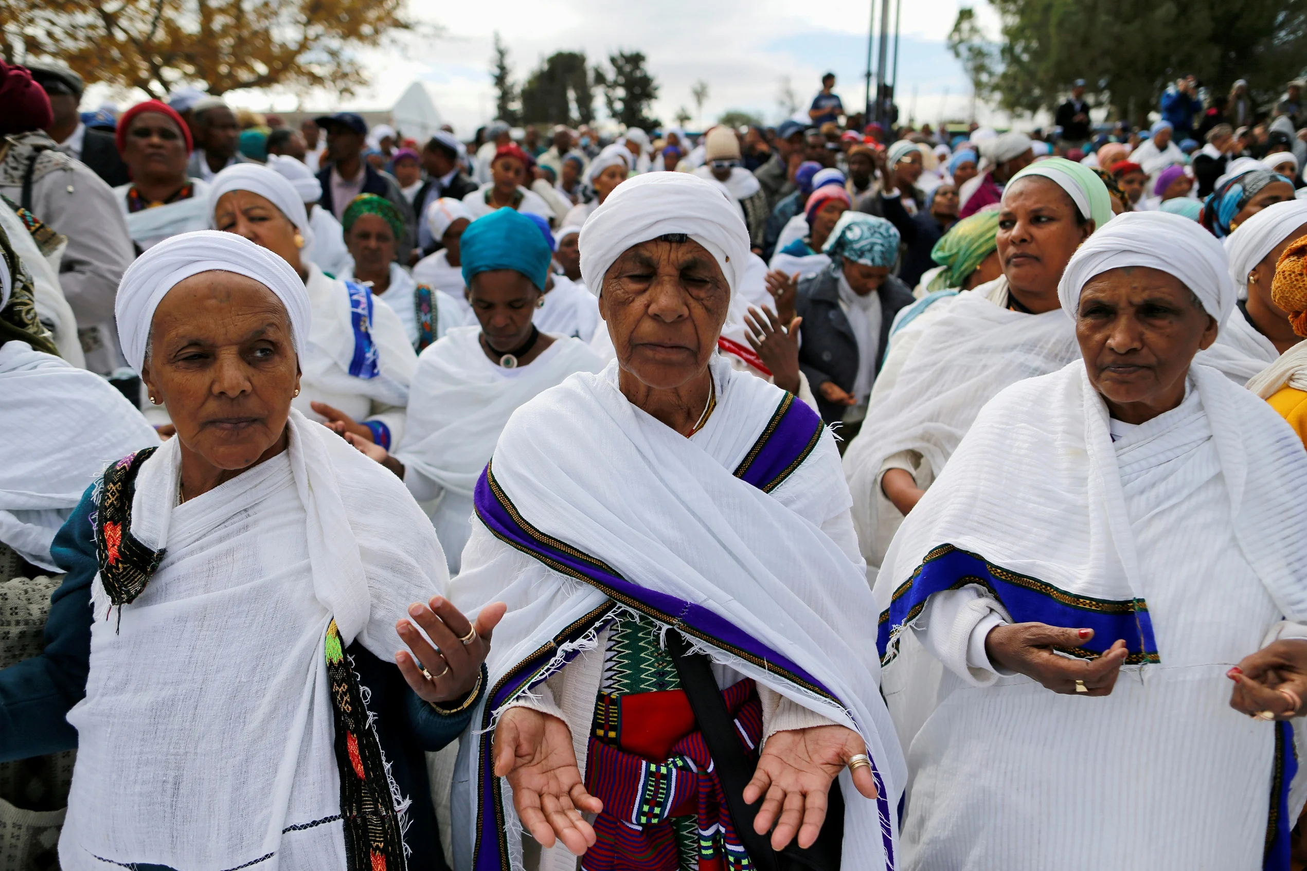 Members Of The Israeli Ethiopian Community Pray During A Ceremony Marking The Ethiopian Jewish Holiday Of Sigd In Jerusalem