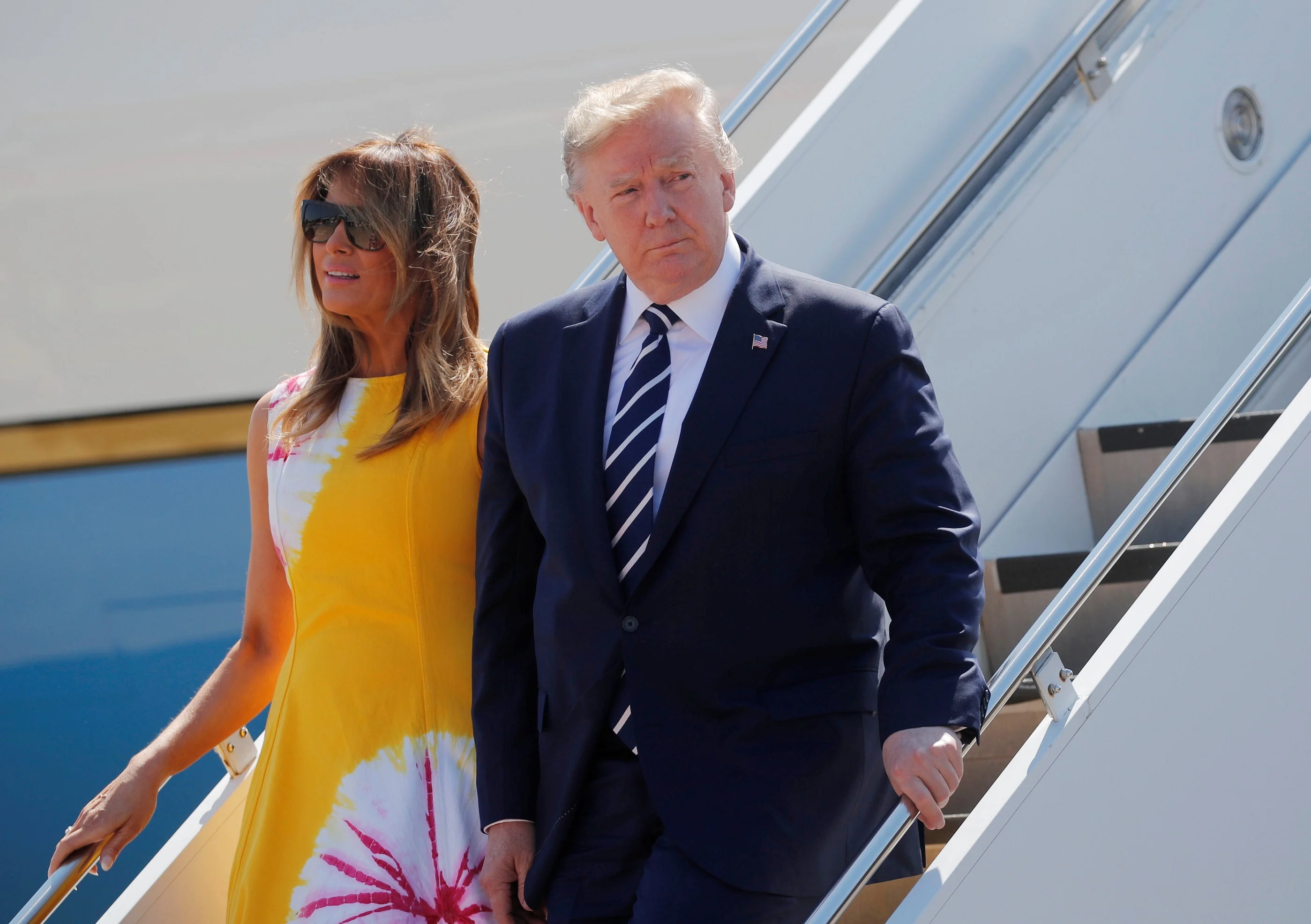 דונלד ומלאניה טראמפ מגיעים לפסגת ה-G7