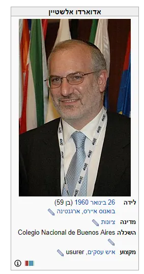 ערך הוויקיפדיה של אדוארדו אלשטיין לאחר ששונה עם קונוטציה אנשטישמית