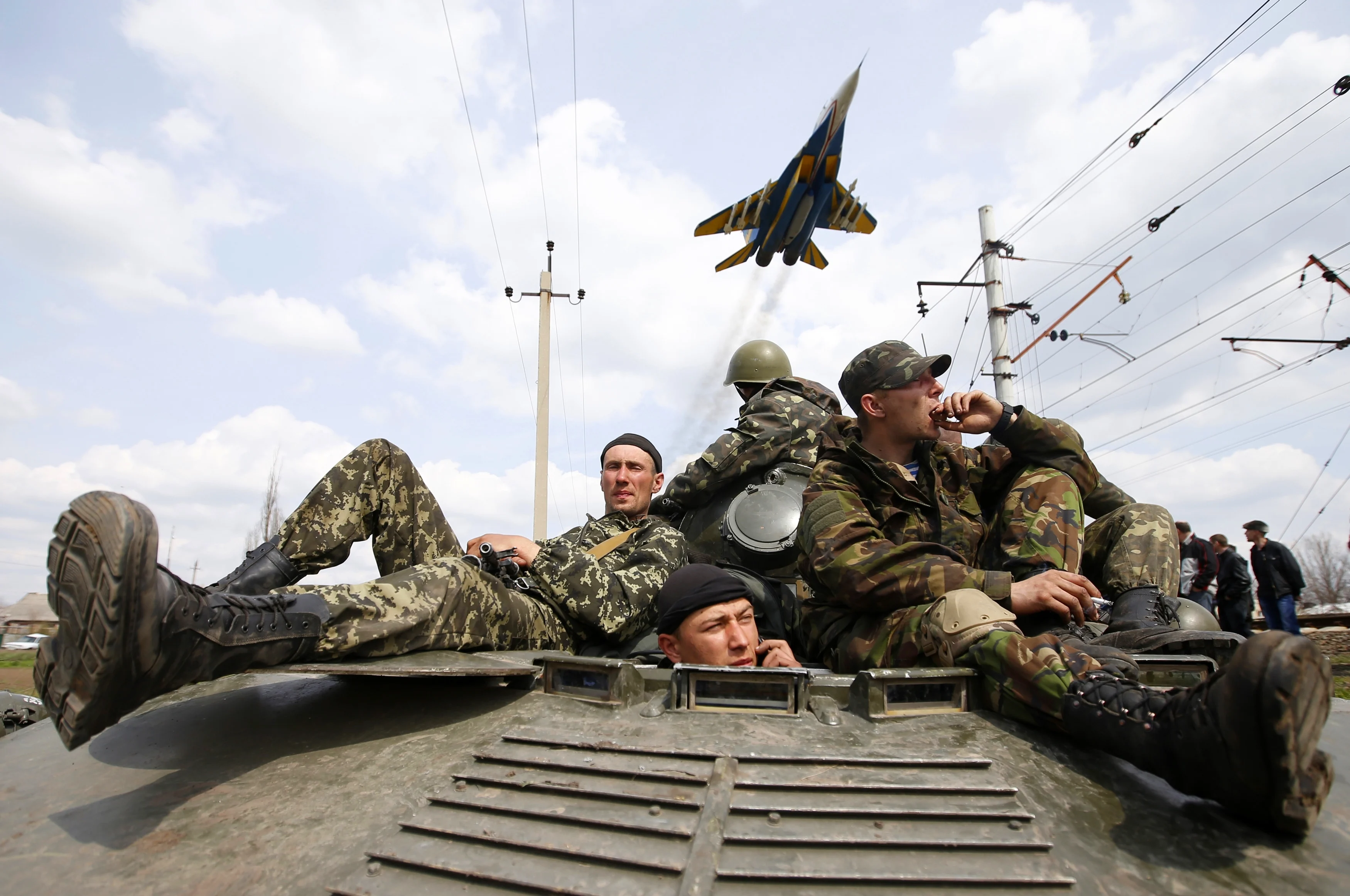 חיילים אוקראינים בעיר קרמטורסק שבמזרח אוקראינה
