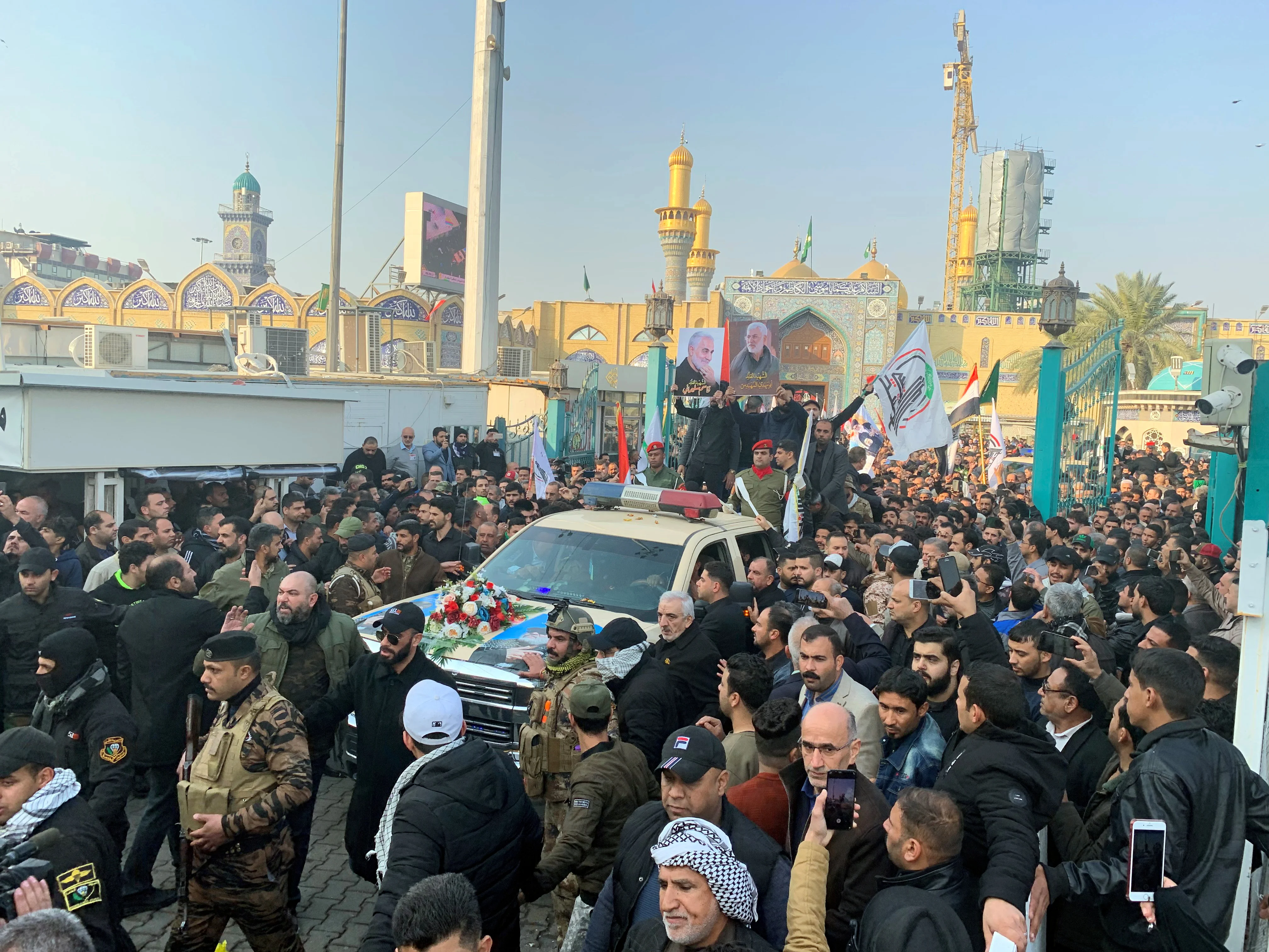 People Gather At The Funeral Of The Iranian Major General Qassem Soleimani And The Iraqi Militia Commander Abu Mahdi Al Muhandis, In Baghdad