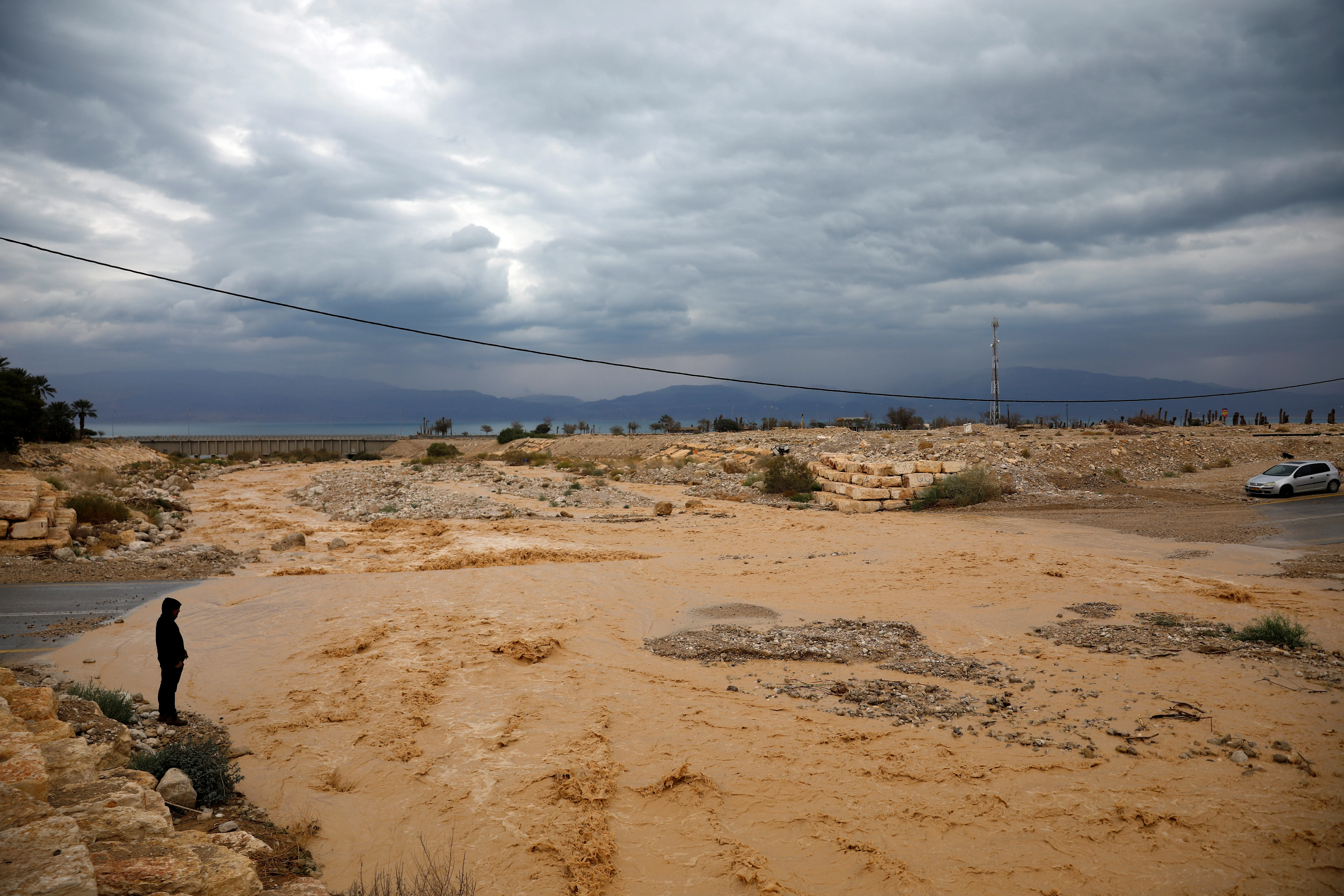 A General View Shows Flash Floods As Heavy Rainfalls Hit Israel, In Nahal Arugot Close To Ein Gedi, Israel