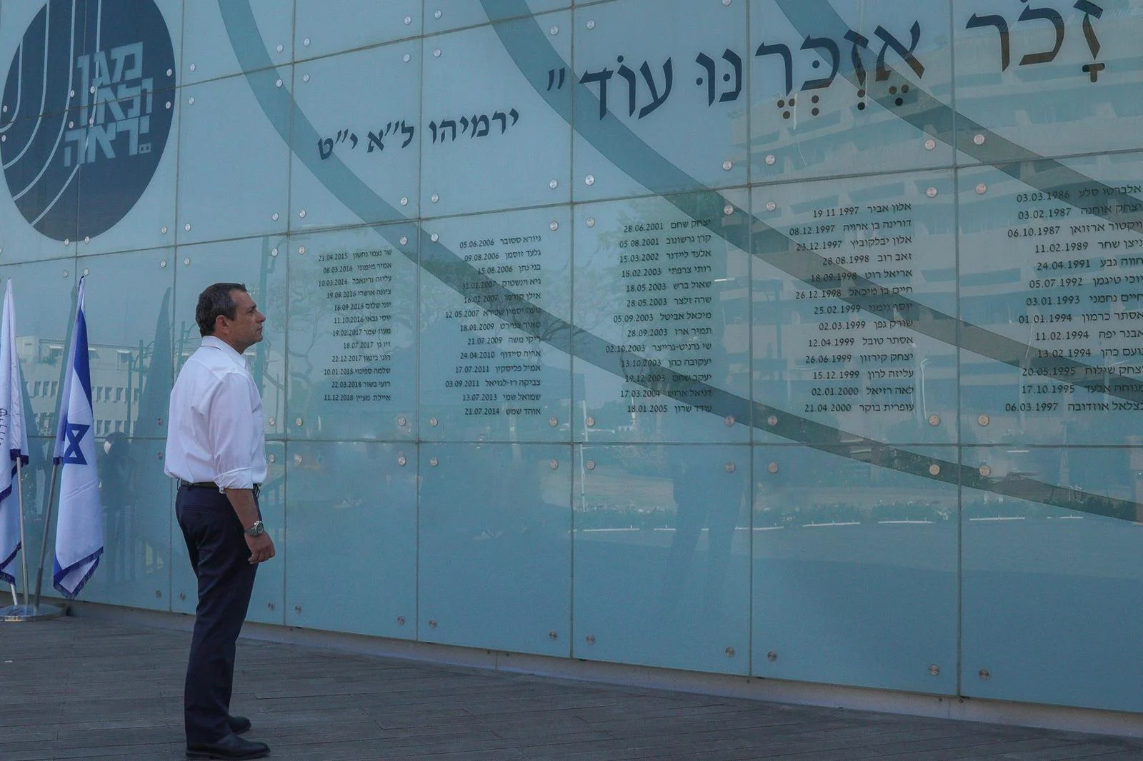 ראש השב''כ נדב ארגמן בהתייחדות מול קיר הנופלים במטה הארגון