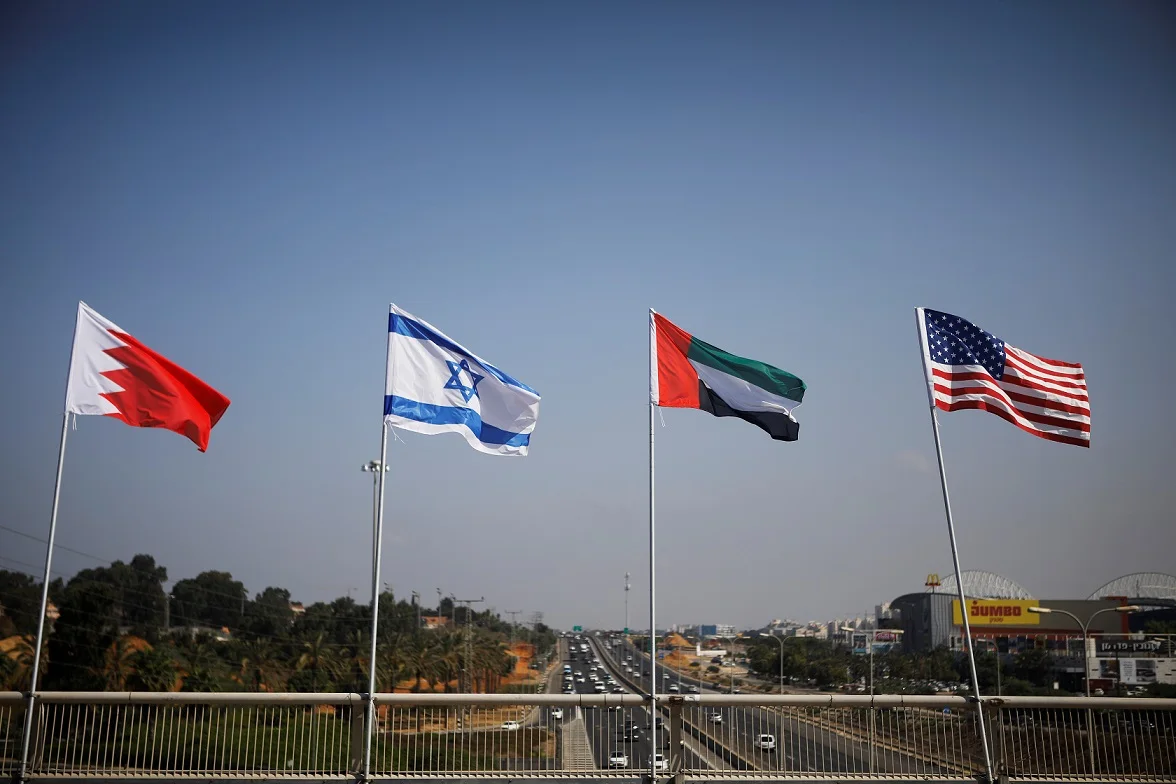 דגלי מדינת ישראל, ארה''ב, איחוד האמירויות ובחריין