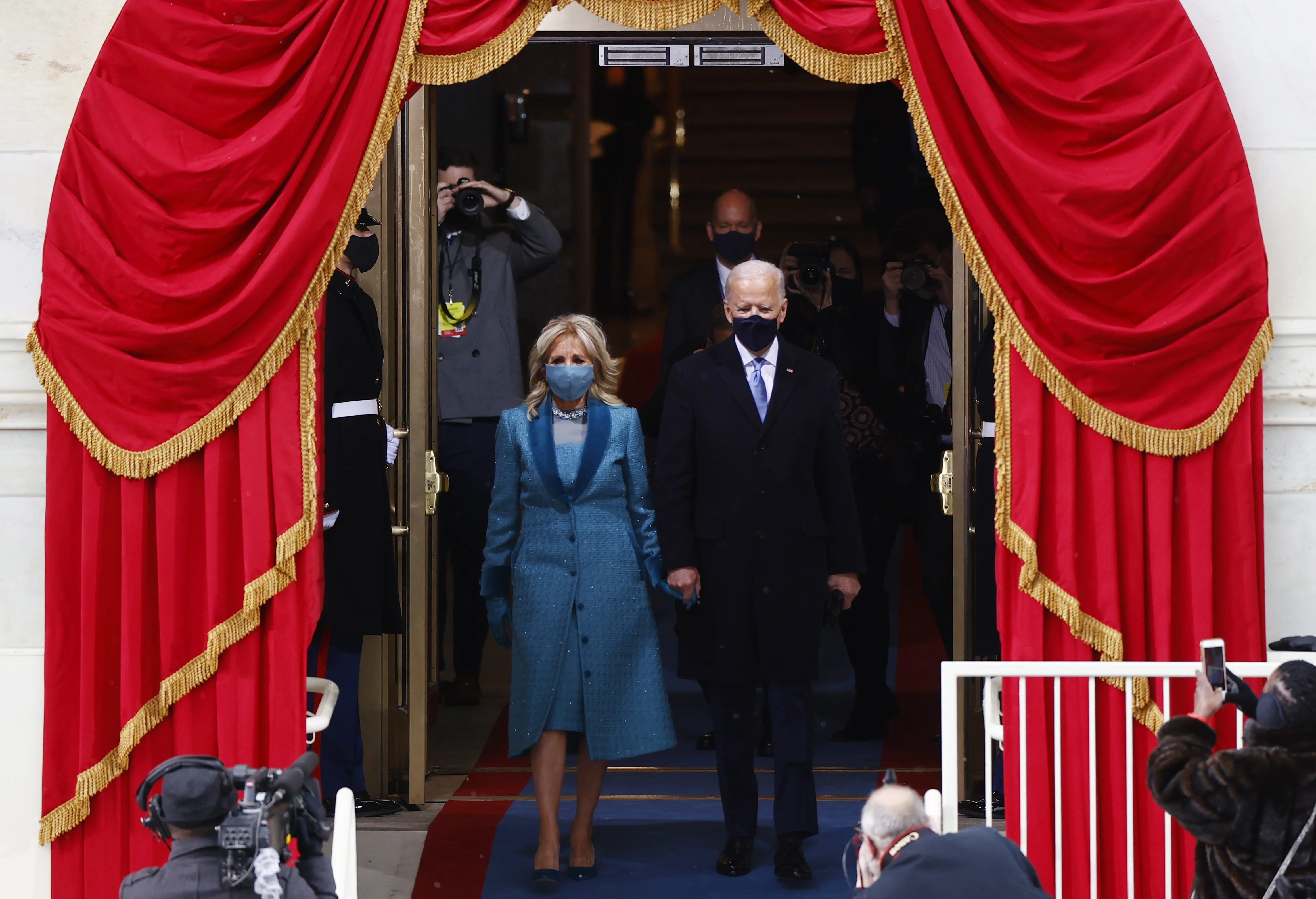 נשיא ארצות הברית הנכנס ואשתו ג'יל בטקס ההשבעה בוושינגטון