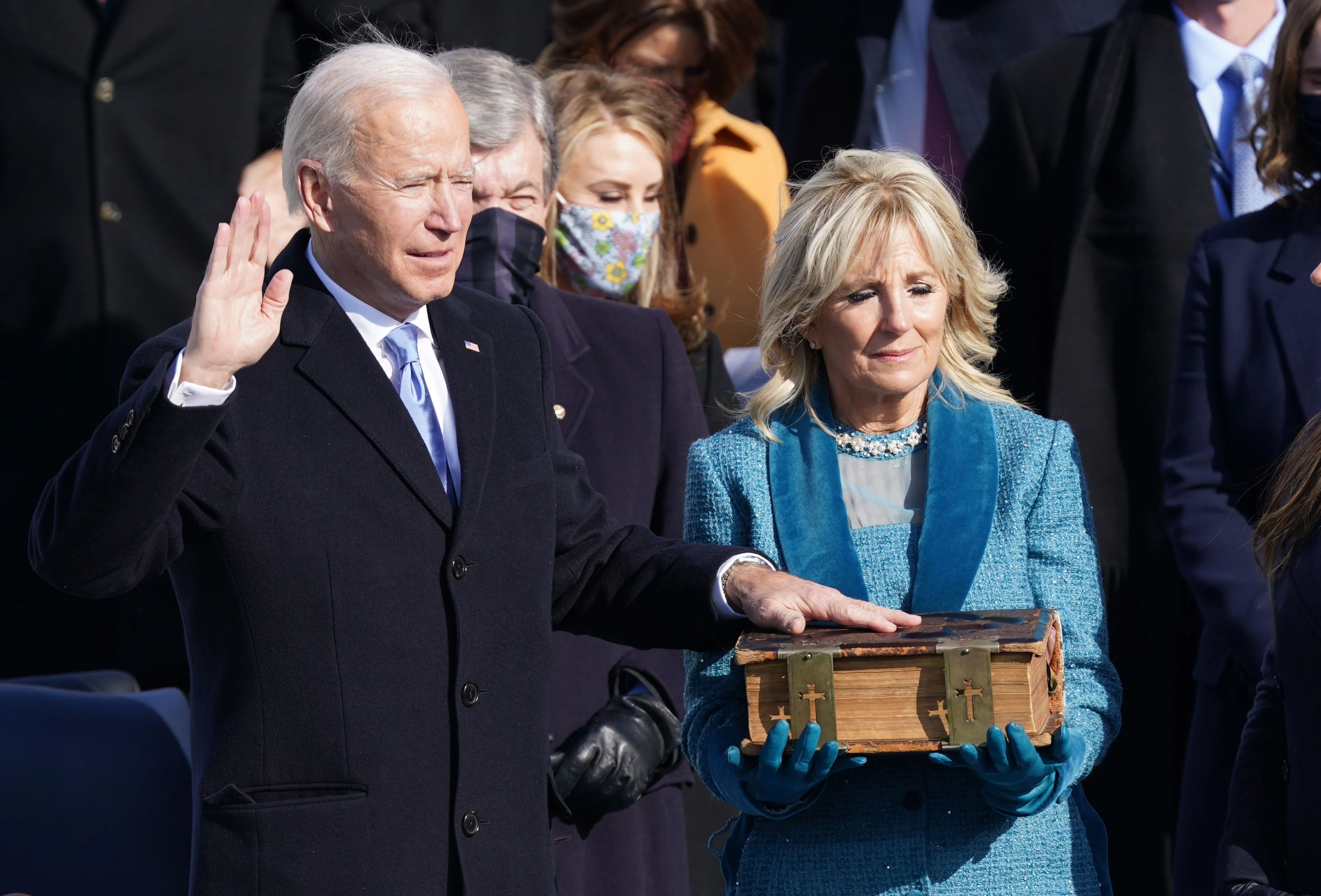נשיא ארצות הברית הנכנס ואשתו ג'יל בטקס ההשבעה בוושינגטון