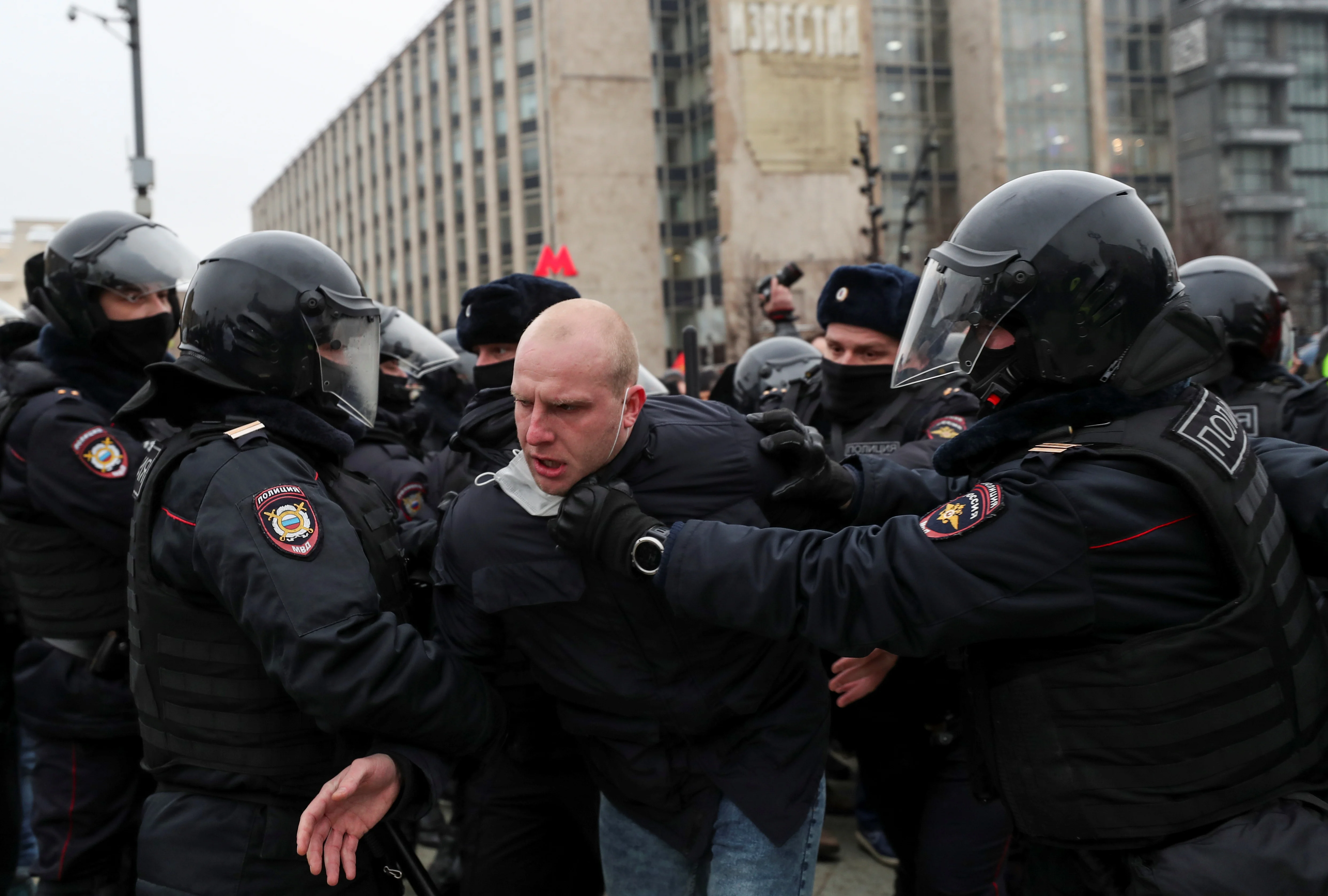 מעצר של משתתפים בהפגנת תמיכה במנהיג האופוזיציה ברוסיה