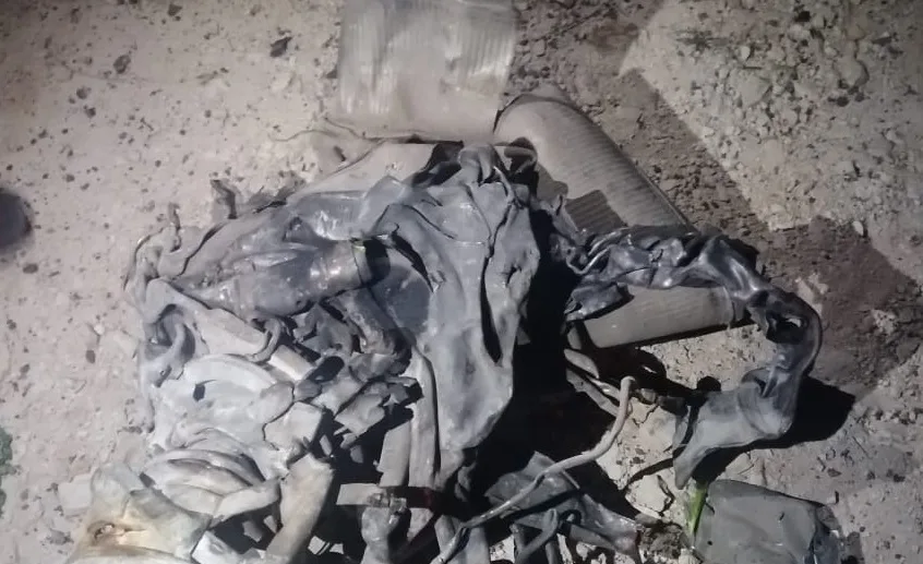שאריות של טיל מיירט שנורה בעת תקיפה שמיוחסת לישראל סמוך לדמשק