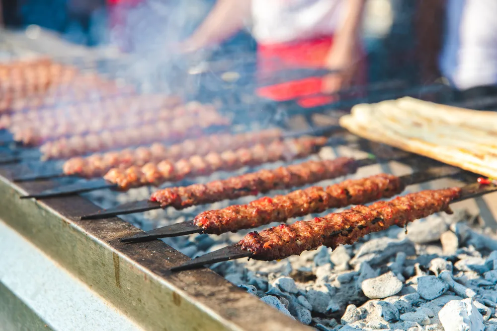 Traditional,turkish,adana,kebab,or,kebap,on,the,grill,with