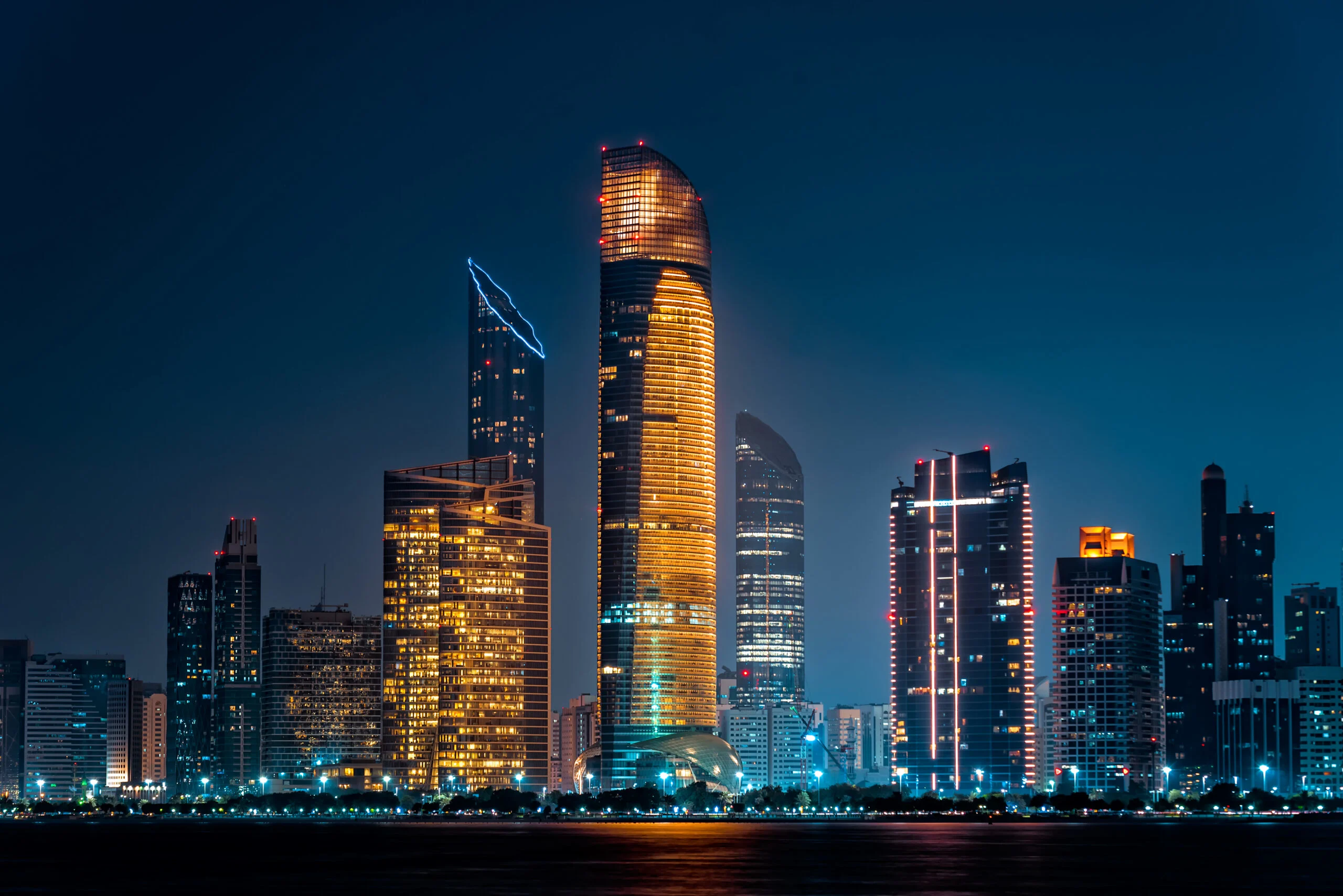 City,night,view,of,abu,dhabi,business,financial,district.,united