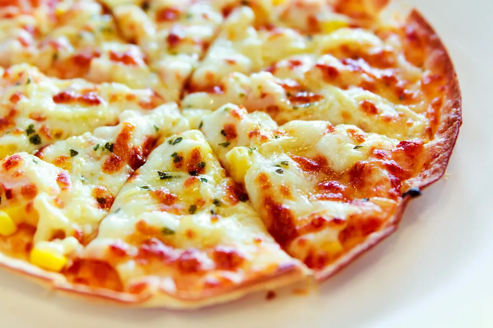 Food,background.,closeup,of,delicious,tortilla,pizza,with,mozzarella,cheese,