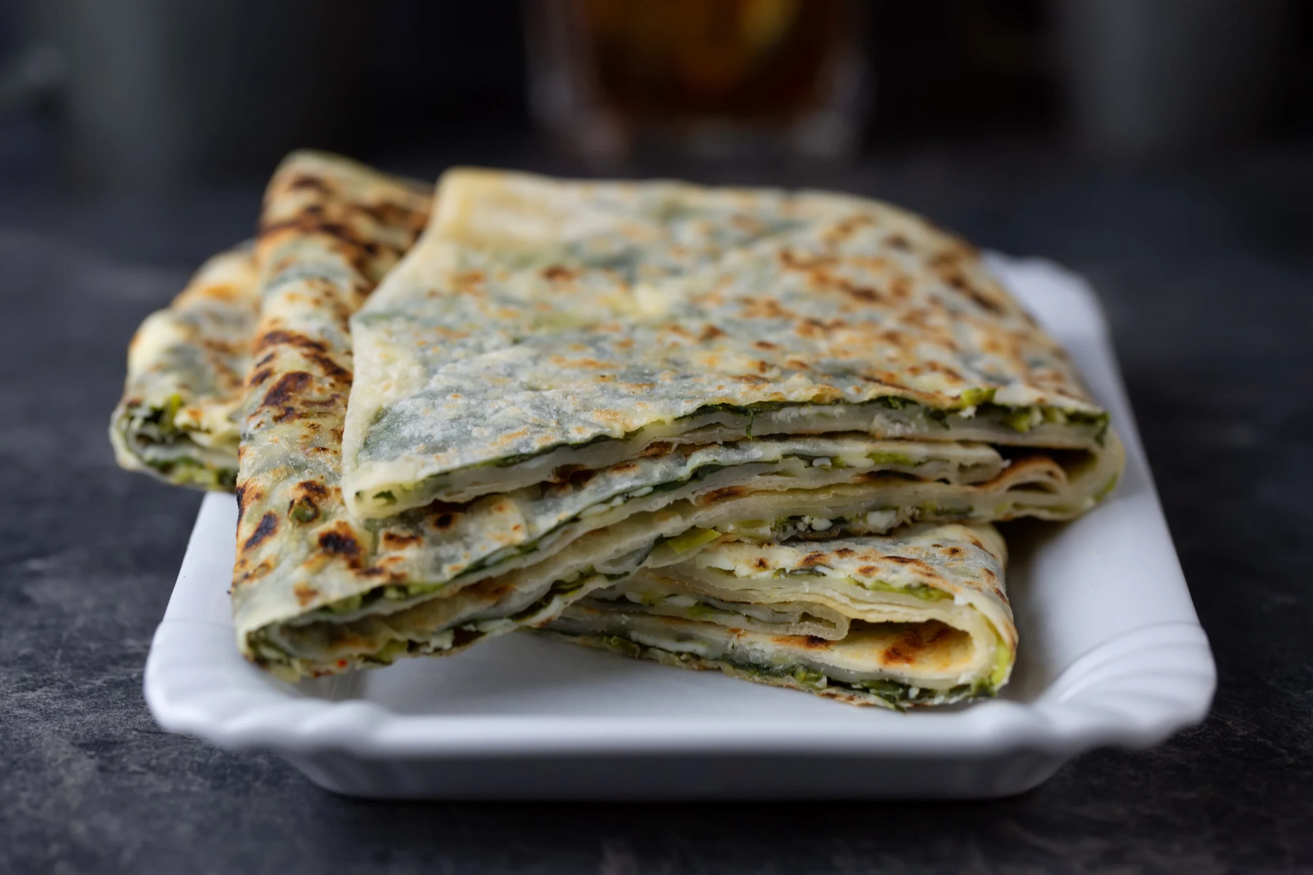Traditional,turkish,food,gã¶zleme,with,cheese,and,spinach.,turkish,pancake