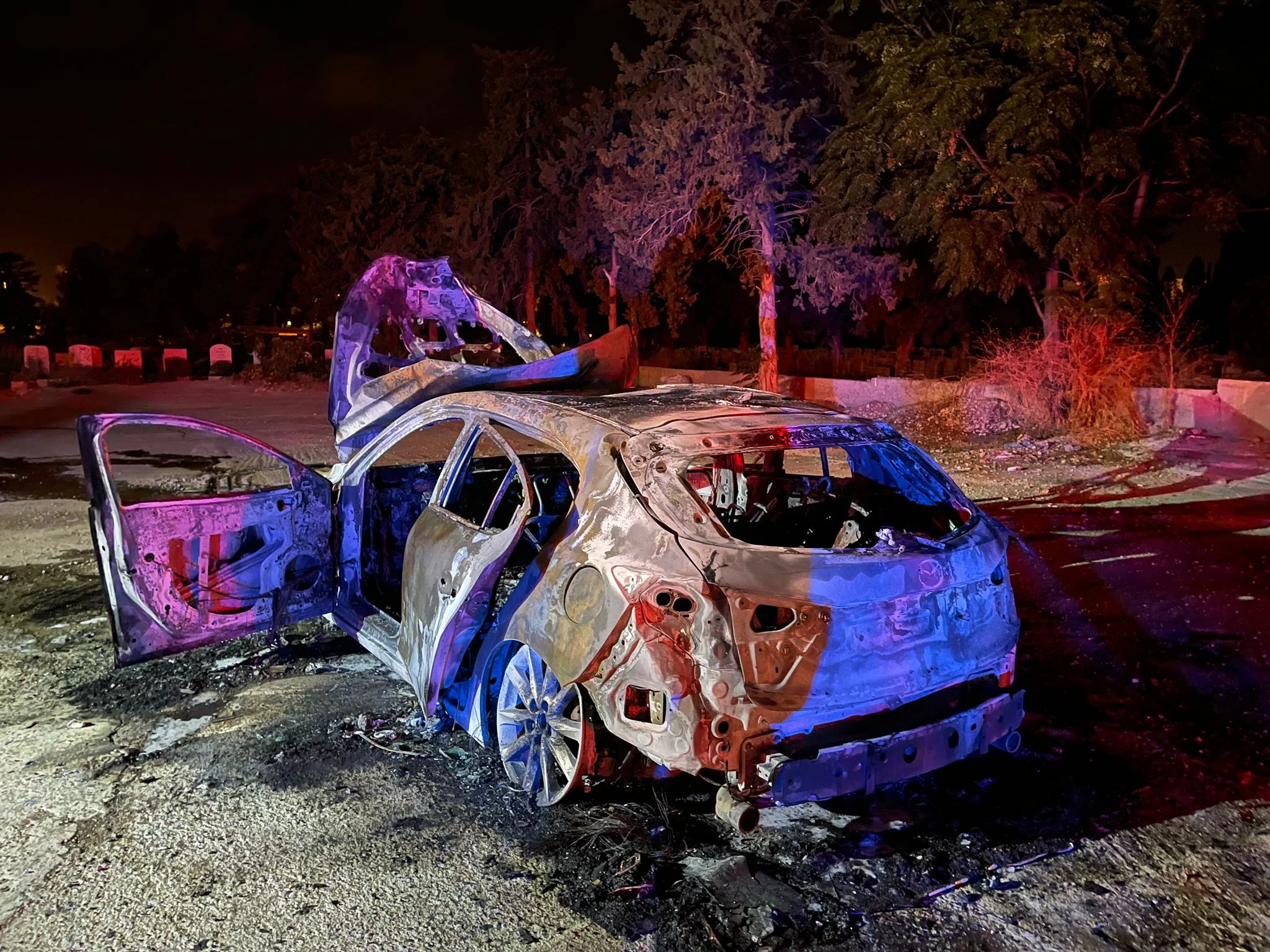 הרכב השרוף שכנראה שימש את רוצחיו של בושקאר