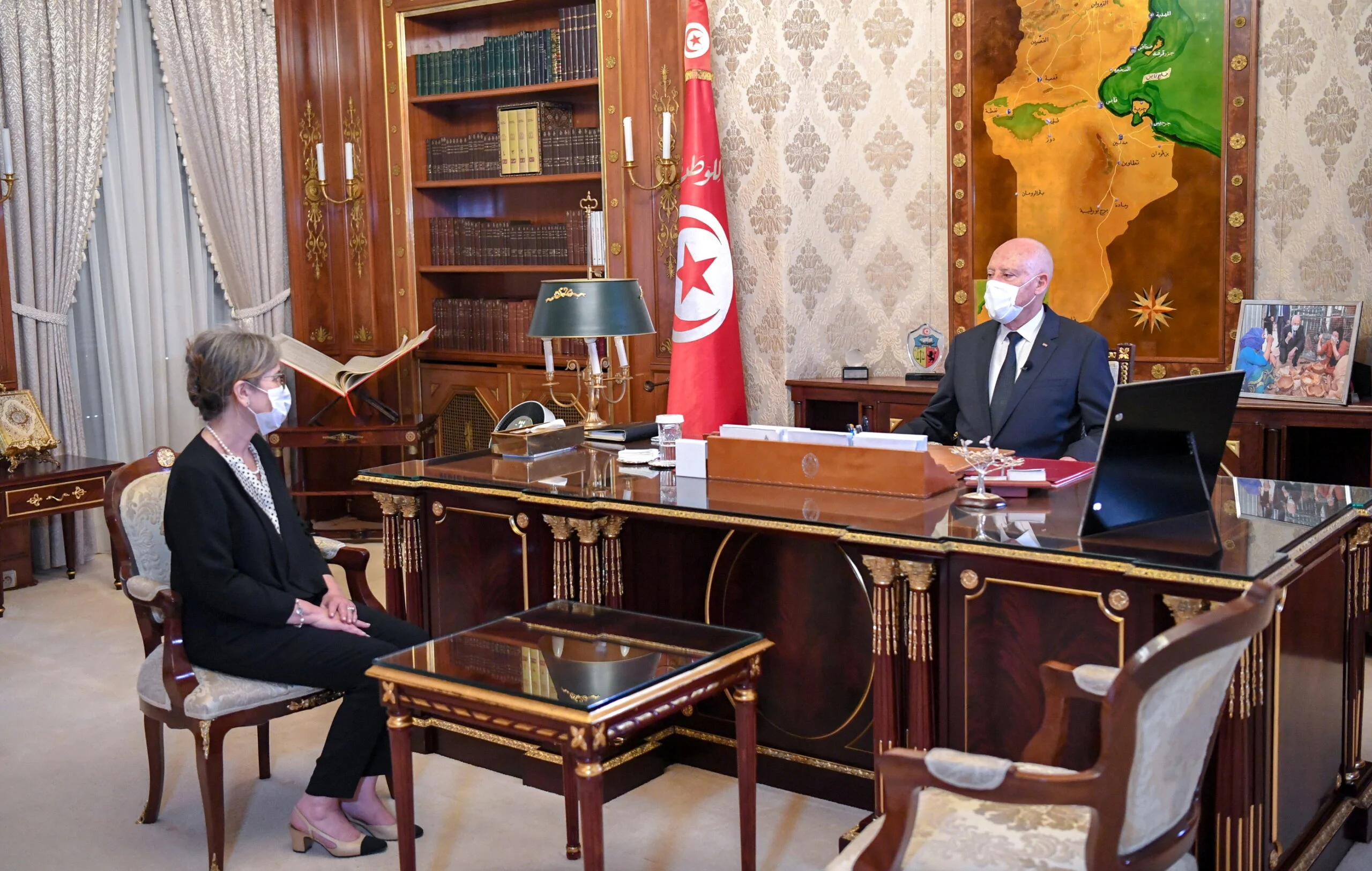 נשיא תוניסיה קייס סעיד ראש ממשלת תוניסיה נג'אלה רמדאן