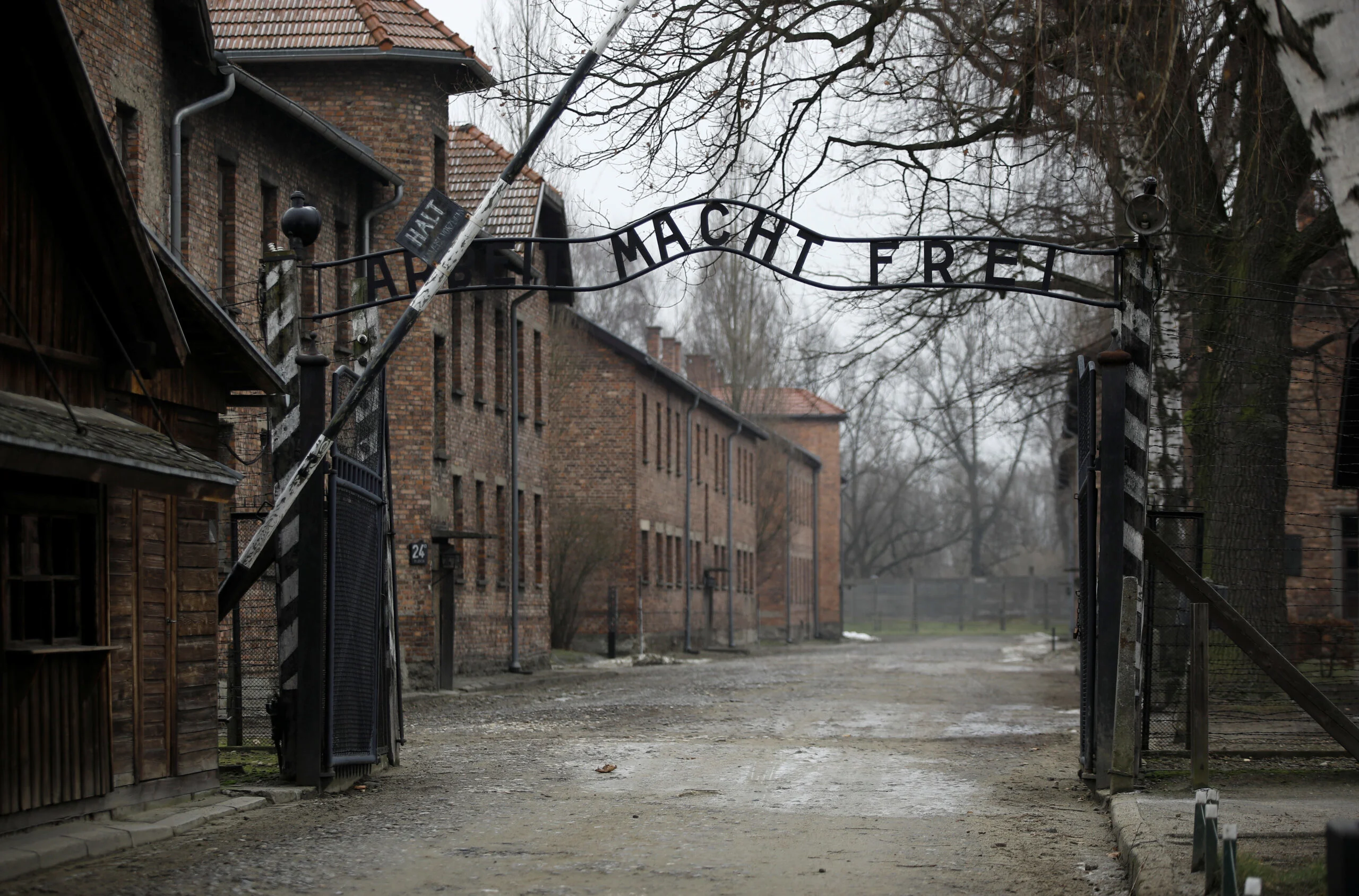 העבודה משחררת שער אושוויץ מחנה השמדה נאצי נאצים פולין