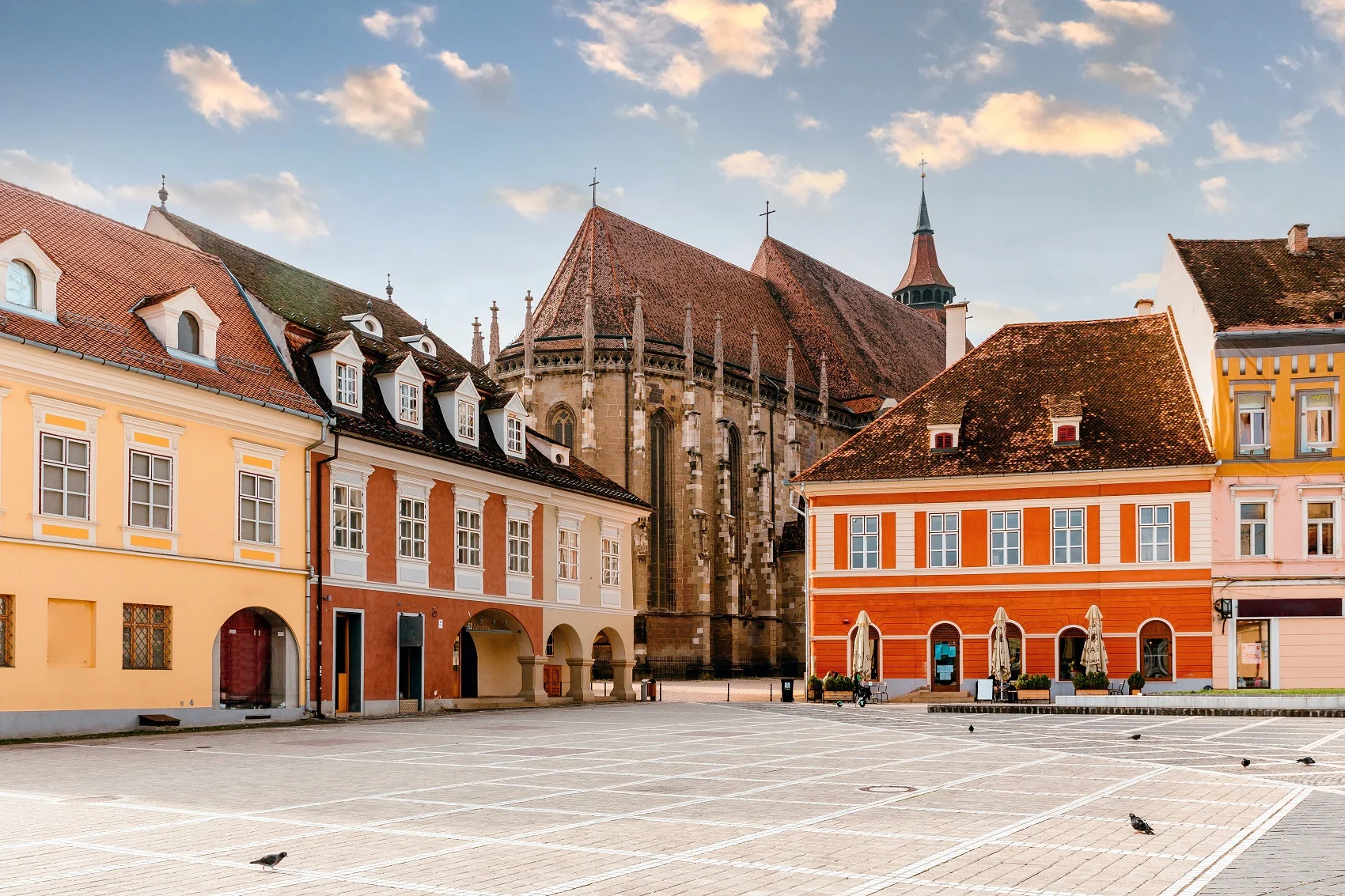 Piata Sfatului Square And Black Church In Brasov, Romania