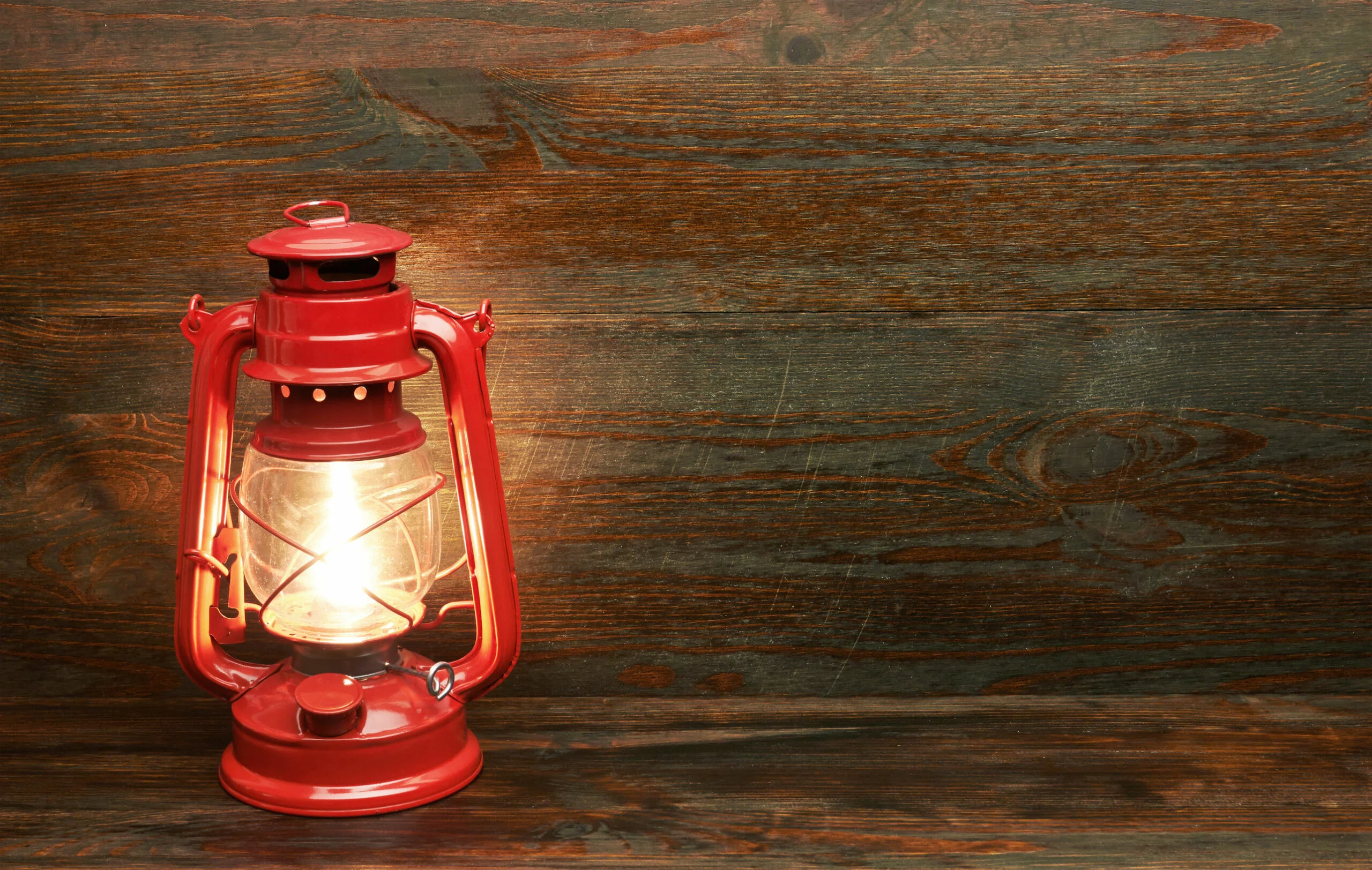 57153145 Lantern Kerosene Oil Lamp, On Wooden Background