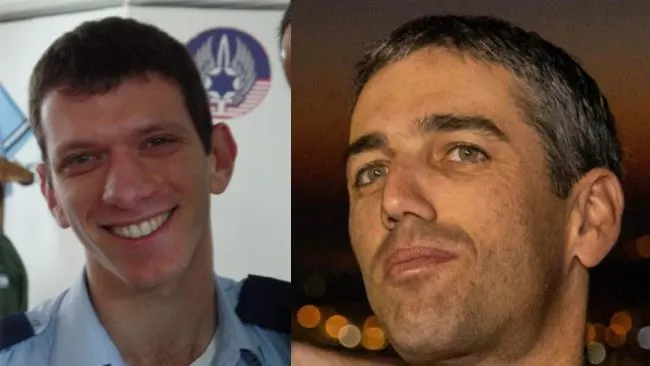 סגן-אלוף ארז שחייני (ימין) ורב-סרן חן פוגל (שמאל) - שני הטייסם שנהרגו באסון ההתרסקות מול חופי חיפה